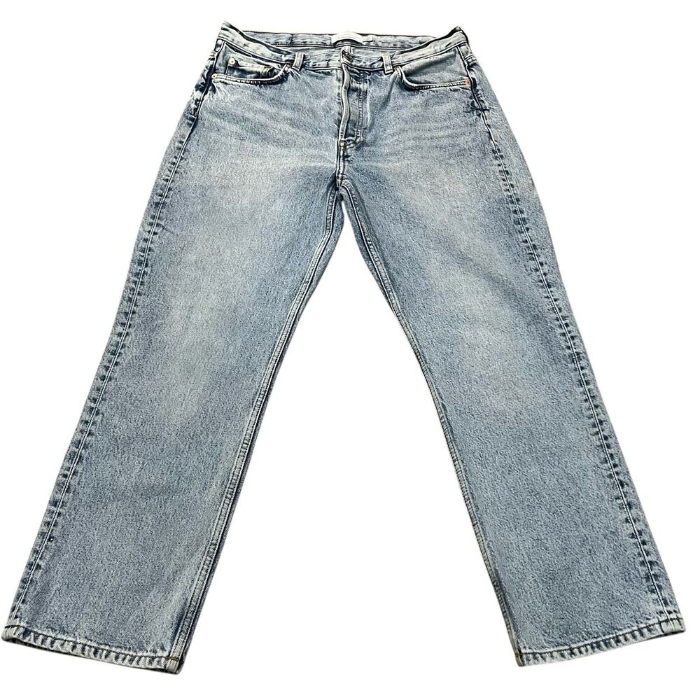 And Other Stories Cropped Straight Leg Jeans 31 Button Fly 90s Minimalist Light
